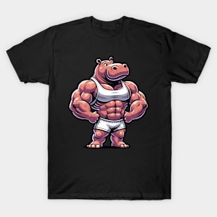 Buff Hippopotamus Bodybuilder T-Shirt